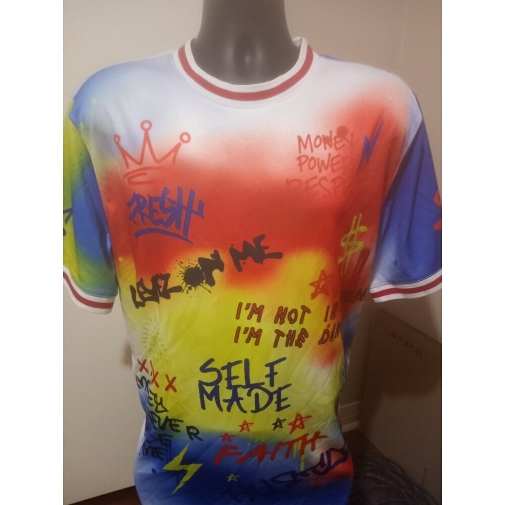 Men's Rebel Minds Multicolor Graphic Print Men’s Pullover Shirt XL Short Sleeve